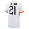 Fotballtrøye Nederland F. De Jong 21 Bortedrakt VM 2026 Kortermet - Barn(+ Shorts)