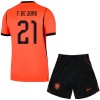 Fotballtrøye Nederland F. De Jong 21 Hjemmedrakt VM 2026 Kortermet - Barn(+ Shorts)