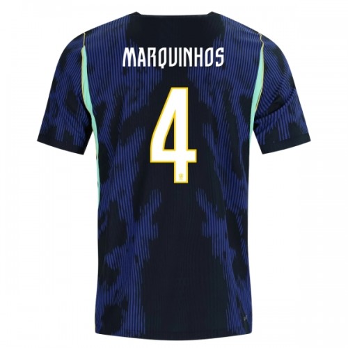 Fotballtrøye Brasil Marquinhos 4 Bortedrakt VM 2026 Kortermet Fotballtrøye Brasil Marquinhos 4 Bortedrakt VM 2026 Kortermet