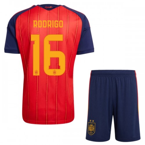 Fotballtrøye Spania 2 Stars Rodrigo 16 Hjemmedrakt VM 2026 Kortermet - Barn(+ Shorts) Fotballtrøye Spania 2 Stars Rodrigo 16 Hjemmedrakt VM 2026 Kortermet - Barn(+ Shorts)