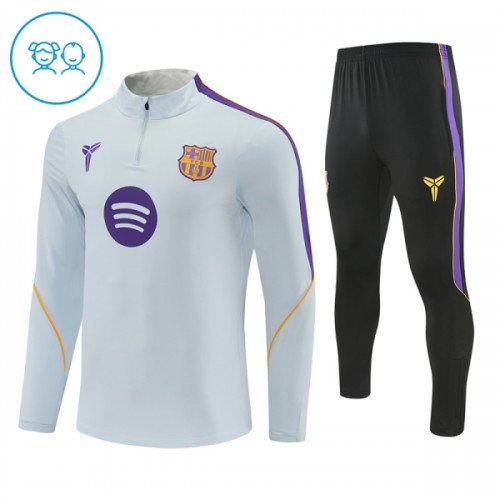 Barcelona Trenings Collegegenser Kvart-Zip 2026-27 Hvit - Barn Barcelona Trenings Collegegenser Kvart-Zip 2026-27 Hvit - Barn
