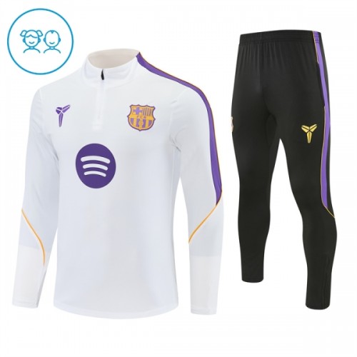 Barcelona Trenings Collegegenser Kvart-Zip 2026-27 Hvit - Barn Barcelona Trenings Collegegenser Kvart-Zip 2026-27 Hvit - Barn