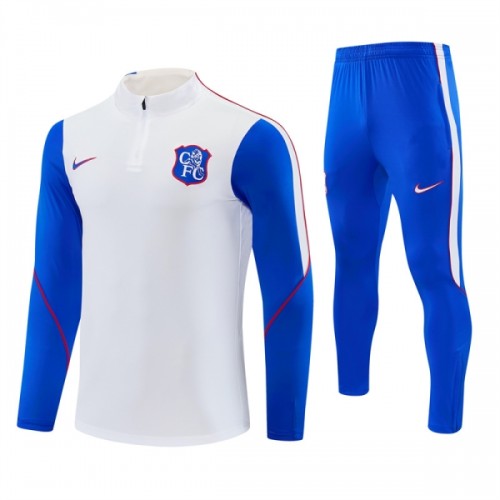 Chelsea Trenings Collegegenser Kvart-Zip 2026-27 Hvit Chelsea Trenings Collegegenser Kvart-Zip 2026-27 Hvit