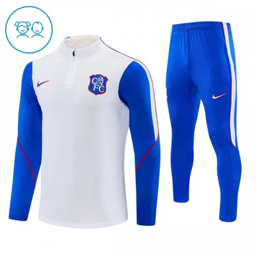 Chelsea Trenings Collegegenser Kvart-Zip 2026-27 Hvit - Barn Chelsea Trenings Collegegenser Kvart-Zip 2026-27 Hvit - Barn