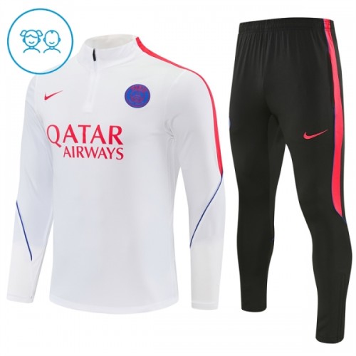 Paris Saint-Germain Trenings Collegegenser Kvart-Zip 2026-27 Hvit - Barn Paris Saint-Germain Trenings Collegegenser Kvart-Zip 2026-27 Hvit - Barn