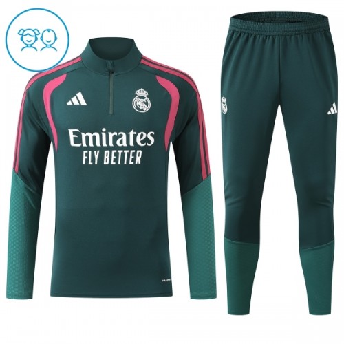 Real Madrid Trenings Collegegenser Kvart-Zip 2026-27 Grønn - Barn Real Madrid Trenings Collegegenser Kvart-Zip 2026-27 Grønn - Barn